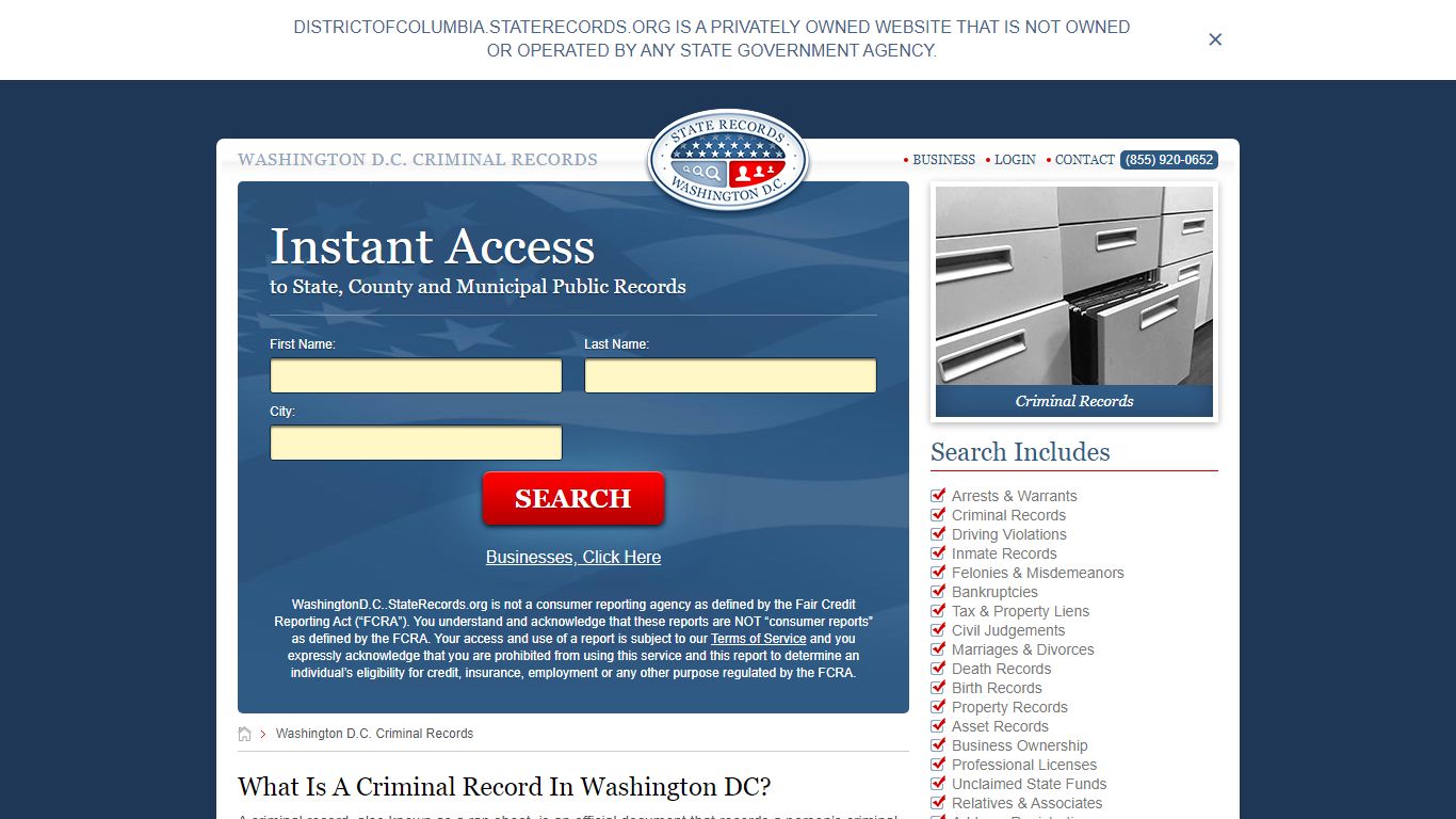 Washington D.C. Criminal Records | StateRecords.org